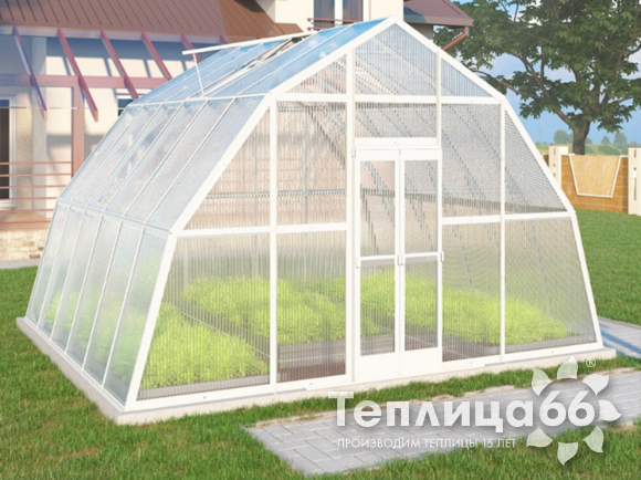 Теплица Рада Иткуль из поликарбоната, 4,5х4 метра, белая